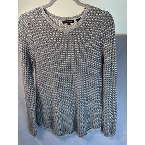 Jeanne Pierre Gray Combo Waffle Knit Crewneck Marled Pullover Sweater Size Small